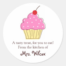 Pink Cupcake labels, From the Kitchen Of... Sticker