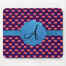 Pink cupcake purple background monogram mouse pad