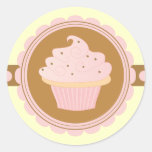Pink Cupcake Round Stickers