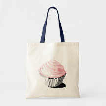 Pink cupcake tote canvas bags
