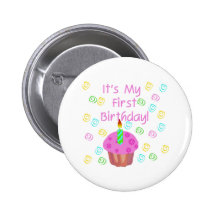 Pink Cupcake With Candle First Birthday