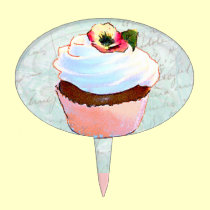 Pink Cupcake with Pansy cake picks