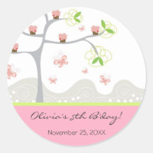 Pink Cupcakes on a Tree Custom Gift Label Sticker