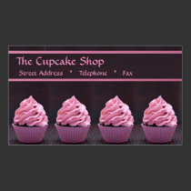 Pink Cupcakes on Black Business Cards business cards