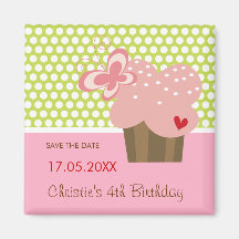 Pink Cupcakes Tree Save The Date / Gift Magnet
