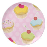 Pink Cupcakes with cute Polka Dots Party Plate