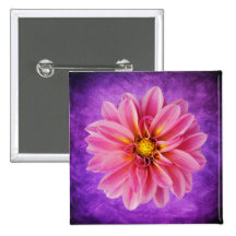 Pink Dahlia Flower on Purple Watercolor Background