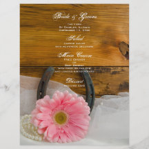 Pink Daisy and Pearls Country Wedding Menu Custom Flyer