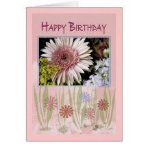 Pink Daisy Floral Bouquet, Birthday, Anyone Cards