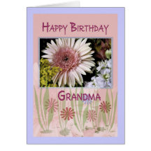 Pink Daisy Floral Bouquet, Grandma, Birthday Greeting Card
