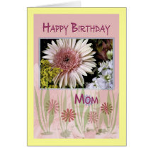 Pink Daisy Floral Bouquet, Mum, Birthday Card