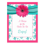 Pink Daisy Recipe Card for the Bride to Be Post Card