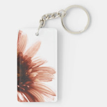 Pink Daisy Rectangular Acrylic Keychain