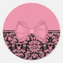 Pink Damask (18) Round Sticker