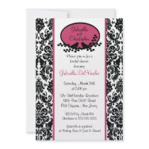 Pink Damask Bridal Shower Invitation