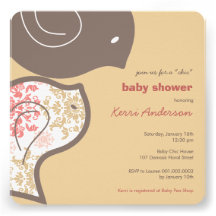 Pink Damask Chicks Baby Shower Party Invitation