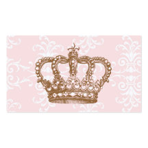 Pink Damask Crown Business Card