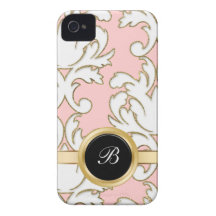 Pink Damask iPhone 4 Cases