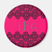 Pink Damask Magnet