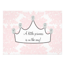 Pink Damask Princess Baby Girl Shower Invites
