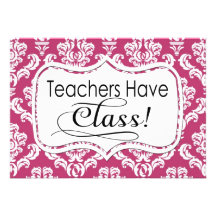 Pink Damask, Teachers Have Class Personalized Invitation