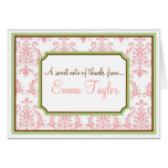 Pink Damask Thank You Note Cards
