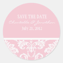 Pink Damask Wedding Sticker
