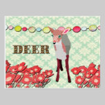Pink Deer Mint Julep Damask  Postcard postcards