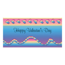 Pink design with hearts personalized photo card