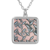 Pink Diamond Plate Metal Custom Necklace