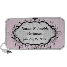 pink distressed damask design laptop speaker