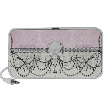 pink distressed damask design mp3 speakers