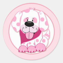 PINK DOT PUPPY DOG Envelope Seals Sticker
