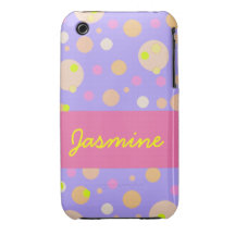 Pink  Dot Yellow Bubbles Customisable iPhone Speck iPhone 3 Case-Mate Cases
