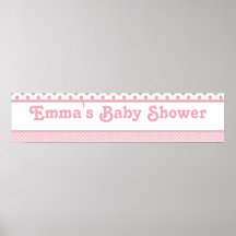 Pink Dots Baby Shower Banner Posters