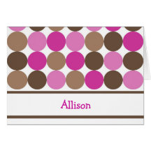 pink dots, brown stripe, brown stripe, Allison Card