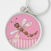 Pink Dragonfly Key Ring Key Chain