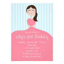 Pink Dress Girly Birthday Custom Invite