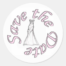 Pink Dress Save the Date Sticker