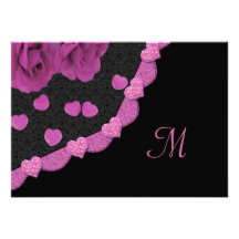 Pink Dusty Rose Baroque & Hearts Personalized Invite
