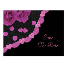 Pink Dusty Rose Baroque & Hearts Postcards