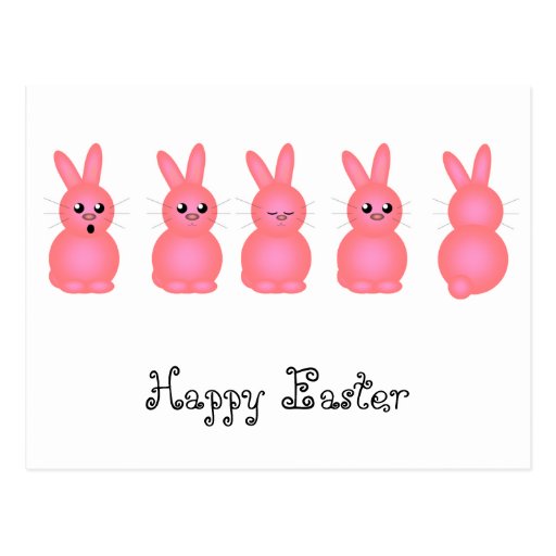 Pink Easter Bunnies Post Card
