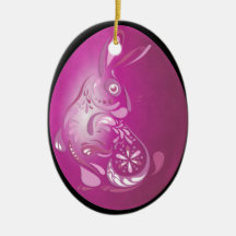 Pink Easter Bunny 1B Christmas Tree Ornament
