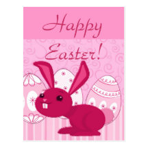 Pink Easter Bunny Postcard