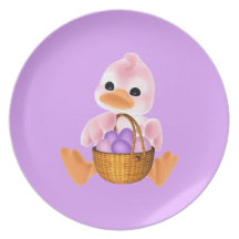 Pink Easter Duck Party Plate