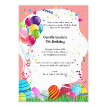 Pink Easter Sunday Birthday Party Invites