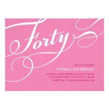 Pink Elegant 40th Birthday Invitations