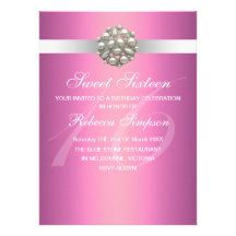 Pink Elegant Pearl Sweet 16 Birthday Invitation