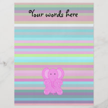 Pink elephant on blue pink stripes flyers
