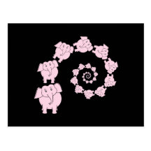 Pink elephant spiral. postcard